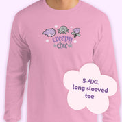 Bartholomew the Bat & Fluffy the Spider Long Sleeve T-Shirt | Creepy Chic Quote | Gothic Purple Rose Halloween Apparel Katnipp character product