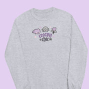 Bartholomew the Bat & Fluffy the Spider Long Sleeve T-Shirt | Creepy Chic Quote | Gothic Purple Rose Halloween Apparel Katnipp character product