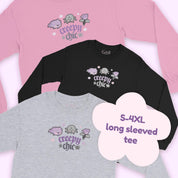 Bartholomew the Bat & Fluffy the Spider Long Sleeve T-Shirt | Creepy Chic Quote | Gothic Purple Rose Halloween Apparel Katnipp character product