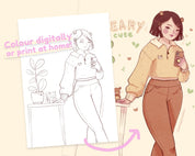 Beary Cute Kawaii Colouring Page | Printable Fashion Girl | Katnipp Colouring Page Katnipp character product