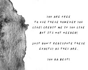 Black and White Watercolour Textures | Clip Art Digital Download | Commercial Use Katnipp character product