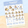 Blue Hydrangea A6 Sticker Sheet – Cute Bumblebee & Flower Design | Kawaii Pastel Decorative Stickers | BH 005 - Katnipp Studios