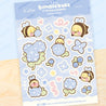 Blue Hydrangea Bumblebutt & Pastel Confetti A5 Sticker Sheet – Kawaii Floral Design | BH003 - Katnipp Studios