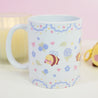 Blue Hydrangea Bumblebutt Ceramic Mug | Kawaii Floral Coffee Cup with Pastel Confetti Border | Cute Bee Design - Katnipp Studios