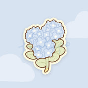 Blue Hydrangea Die-Cut Vinyl Sticker | Cute Kawaii Floral Sticker for Water Bottles & Laptops Katnipp character product