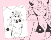 Body Positivity Devil Girl Colouring Page | Feminist Printable | Katnipp Digital Download Katnipp character product