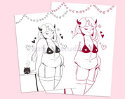Body Positivity Devil Girl Colouring Page | Feminist Printable | Katnipp Digital Download Katnipp character product