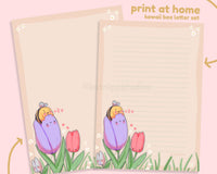 Bumble Bee Digital Letter Set | Cute Printable Stationery Paper | Kawaii Letter Writing Paper