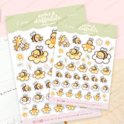 Bumblebutt A6 Planner Stickers | Kawaii Bee Spring Flower Sticker Sheet | DAF003 Katnipp character product