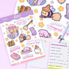 Bumblebutt & Primrose Pastel Witch Kawaii Sticker Sheet | Magical Quotes & Cute Witchy Designs | PW 008 - Katnipp Studios