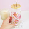 Bumblebutt & Sakura Flowers 16 oz Frosted Kawaii Tumbler | Cute Drinkware with Bamboo Lid | BBT001 - Katnipp Studios