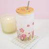 Bumblebutt & Spring Flowers 16 oz Frosted Kawaii Tumbler | Eco-Friendly Drinkware with Metal Straw & Bamboo Lid - Katnipp Studios