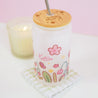 Bumblebutt & Spring Flowers 16 oz Frosted Kawaii Tumbler | Eco-Friendly Drinkware with Metal Straw & Bamboo Lid - Katnipp Studios