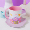 White Glossy Durham mug featuring Bumblebutt the bumble bee in a magical plant scene 4