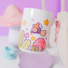 White Glossy Durham mug featuring Bumblebutt the bumble bee in a magical plant scene 6