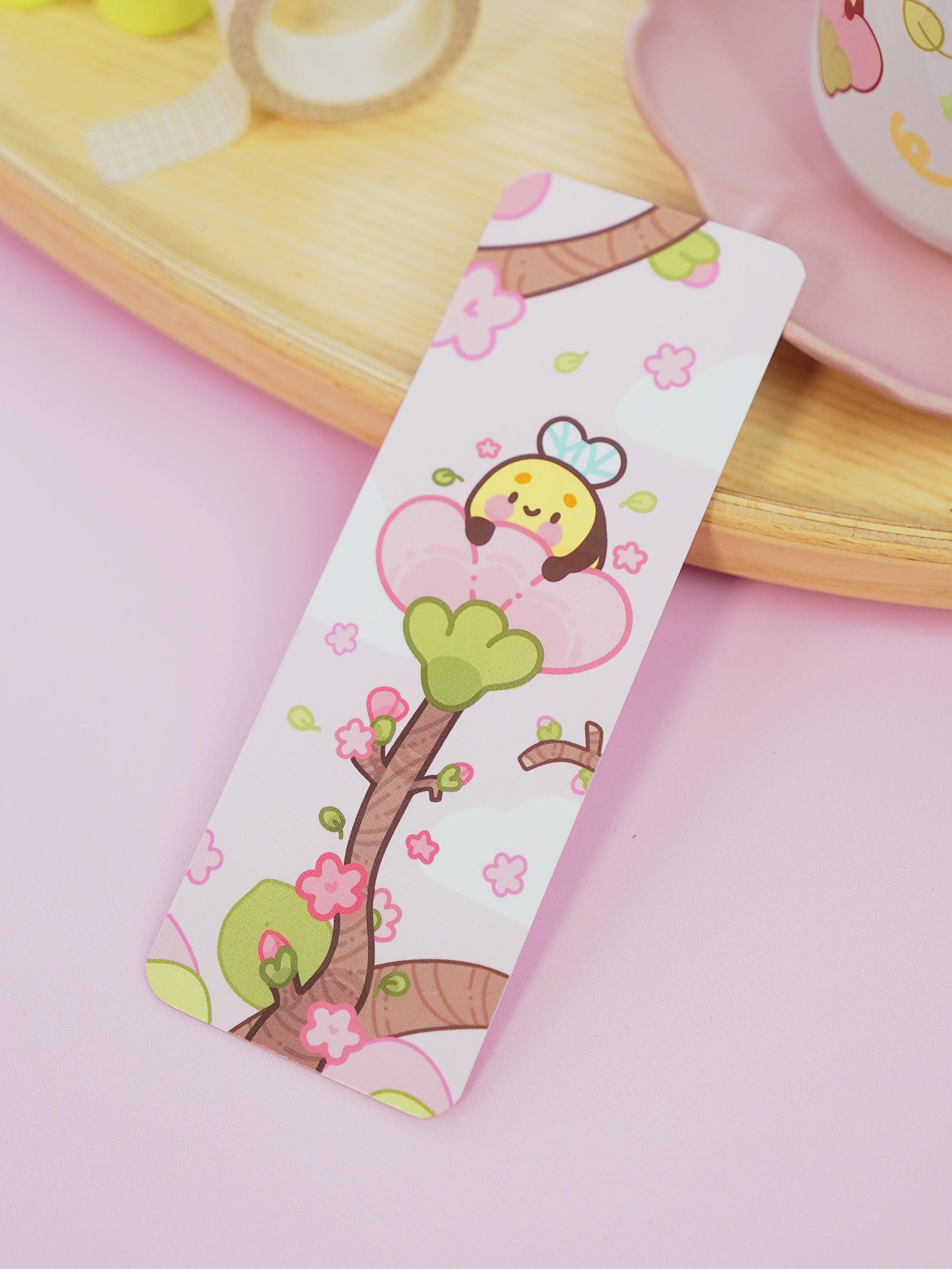 Bumblebutt Bee Bookmark | Cherry Blossom Kawaii Design | Cute & Durable Reading Accessory - Katnipp Studios