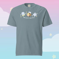 Bumblebutt Bee Kind to Yourself Kawaii T-Shirt | Cute Bee Character Positive Affirmation Tee - Ice Blue / S
