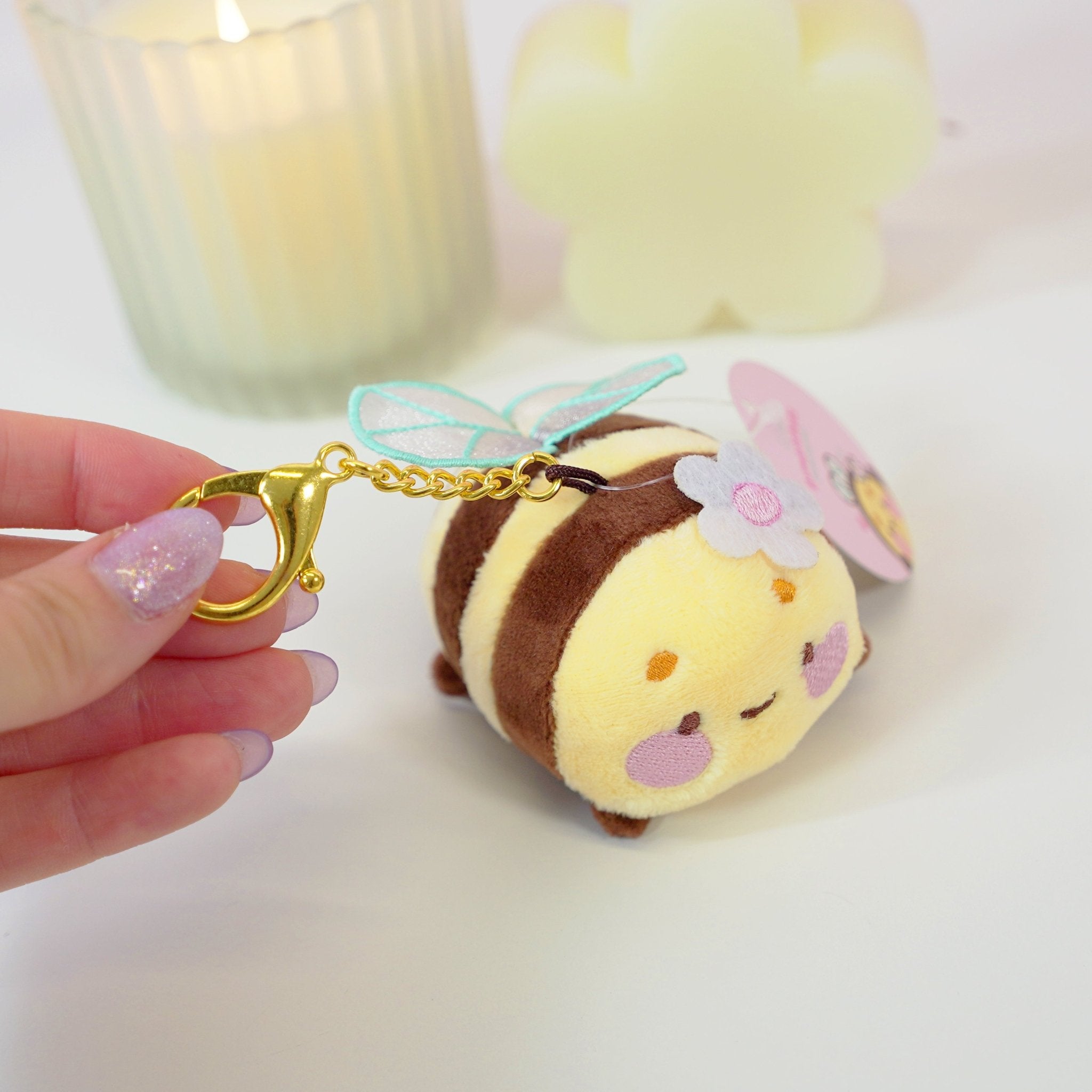 Bumblebutt Bee Plush Keychain | Kawaii Bee Bag Charm with Sakura Flower Katnipp character product