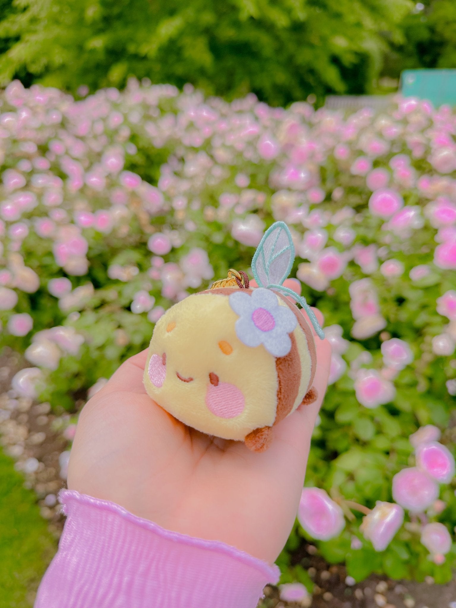 Bumblebutt Bee Plush Keychain | Kawaii Bee Bag Charm with Sakura Flower Katnipp character product