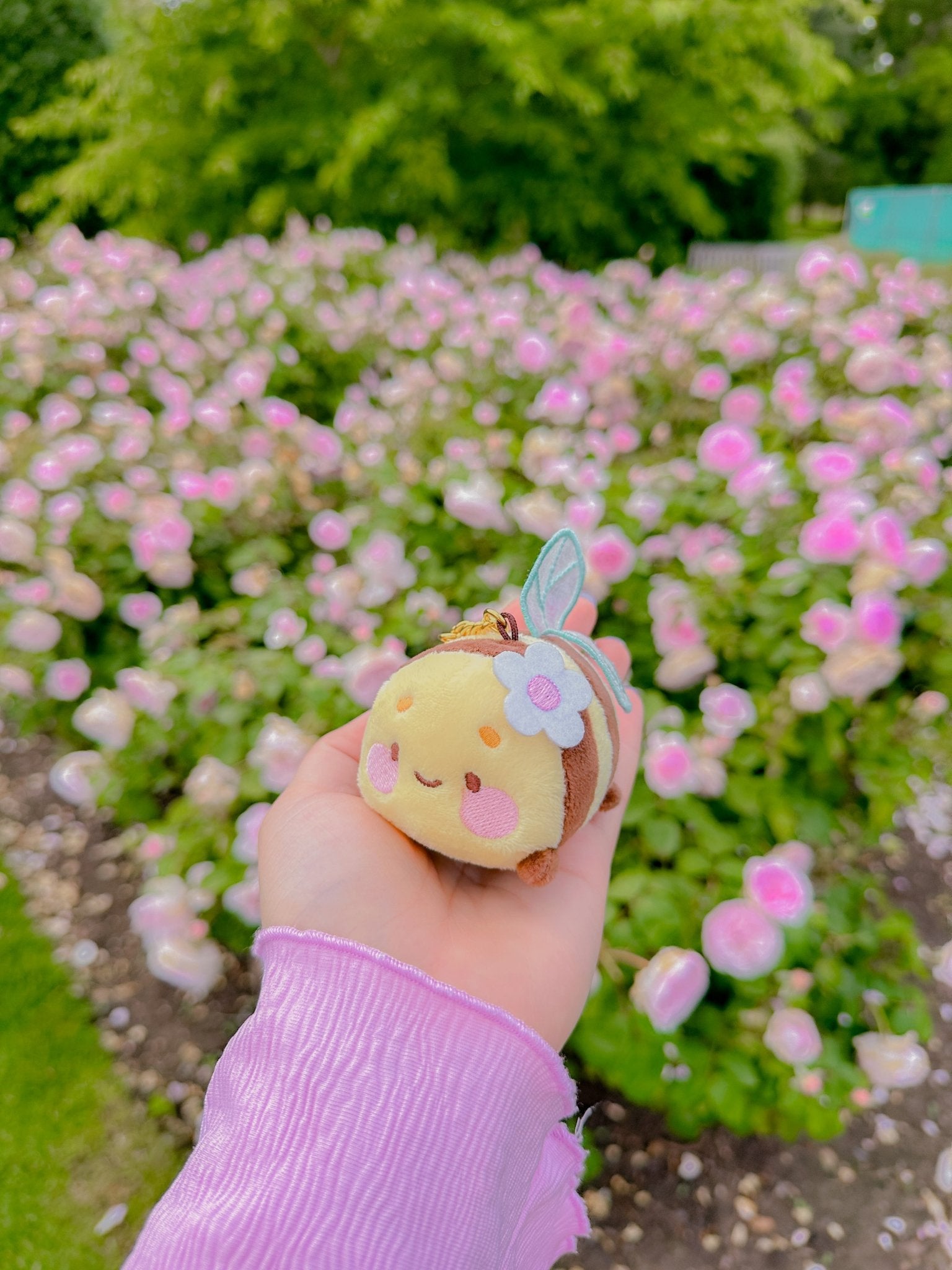 Bumblebutt Bee Plush Keychain | Kawaii Bee Bag Charm with Sakura Flower Katnipp character product