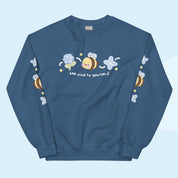 Bumblebutt Bee Sweatshirt | Bee Kind to Yourself Quote | Cute Cozy Blue Hydrangea Kawaii Floral Jumper Katnipp character product