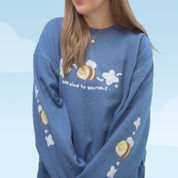 Bumblebutt Bee Sweatshirt | Bee Kind to Yourself Quote | Cute Cozy Blue Hydrangea Kawaii Floral Jumper Katnipp character product