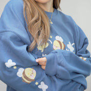 Bumblebutt Bee Sweatshirt | Bee Kind to Yourself Quote | Cute Cozy Blue Hydrangea Kawaii Floral Jumper Katnipp character product