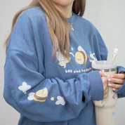 Bumblebutt Bee Sweatshirt | Bee Kind to Yourself Quote | Cute Cozy Blue Hydrangea Kawaii Floral Jumper Katnipp character product