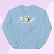 Bumblebutt Bee Sweatshirt | Bee Kind to Yourself Quote | Cute Kawaii Blue Hydrangea Floral Jumper Katnipp character product