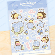 Bumblebutt & Blue Hydrangeas A5 Vinyl Sticker Sheet | Cute Kawaii Bee & Floral Water Bottle Stickers | BH003 Katnipp character product