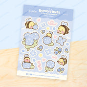 Bumblebutt & Blue Hydrangeas A5 Vinyl Sticker Sheet | Cute Kawaii Bee & Floral Water Bottle Stickers | BH003 Katnipp character product