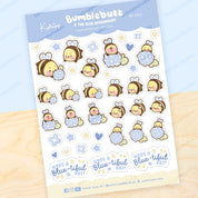 Bumblebutt & Blue Hydrangeas A6 Planner Sticker Sheet | Cute Kawaii Bee Journal Stickers | BH005 Katnipp character product