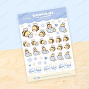 Bumblebutt & Blue Hydrangeas A6 Planner Sticker Sheet | Cute Kawaii Bee Journal Stickers | BH005 Katnipp character product