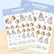 Bumblebutt & Blue Hydrangeas A6 Planner Sticker Sheet | Cute Kawaii Bee Journal Stickers | BH005 Katnipp character product
