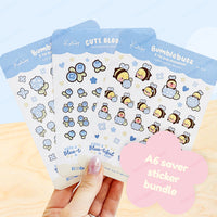 Bumblebutt &amp; Blue Hydrangeas A6 Sticker Bundle | Cute Kawaii Planner &amp; Journal Sticker Sheets