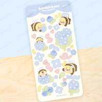 Bumblebutt &amp; Blue Hydrangeas Deco Sticker Sheet | Cute Kawaii Bee Planner Stickers | BH001