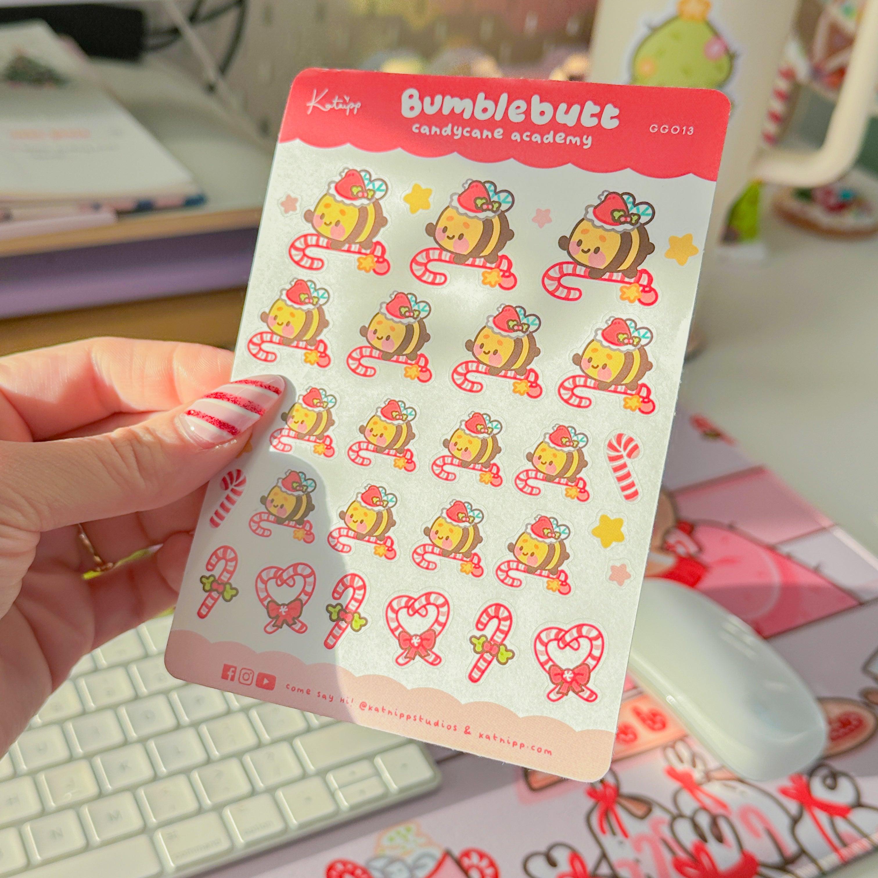 Bumblebutt Candy Cane Sticker Sheet & Envelope Seals - Katnipp Studios