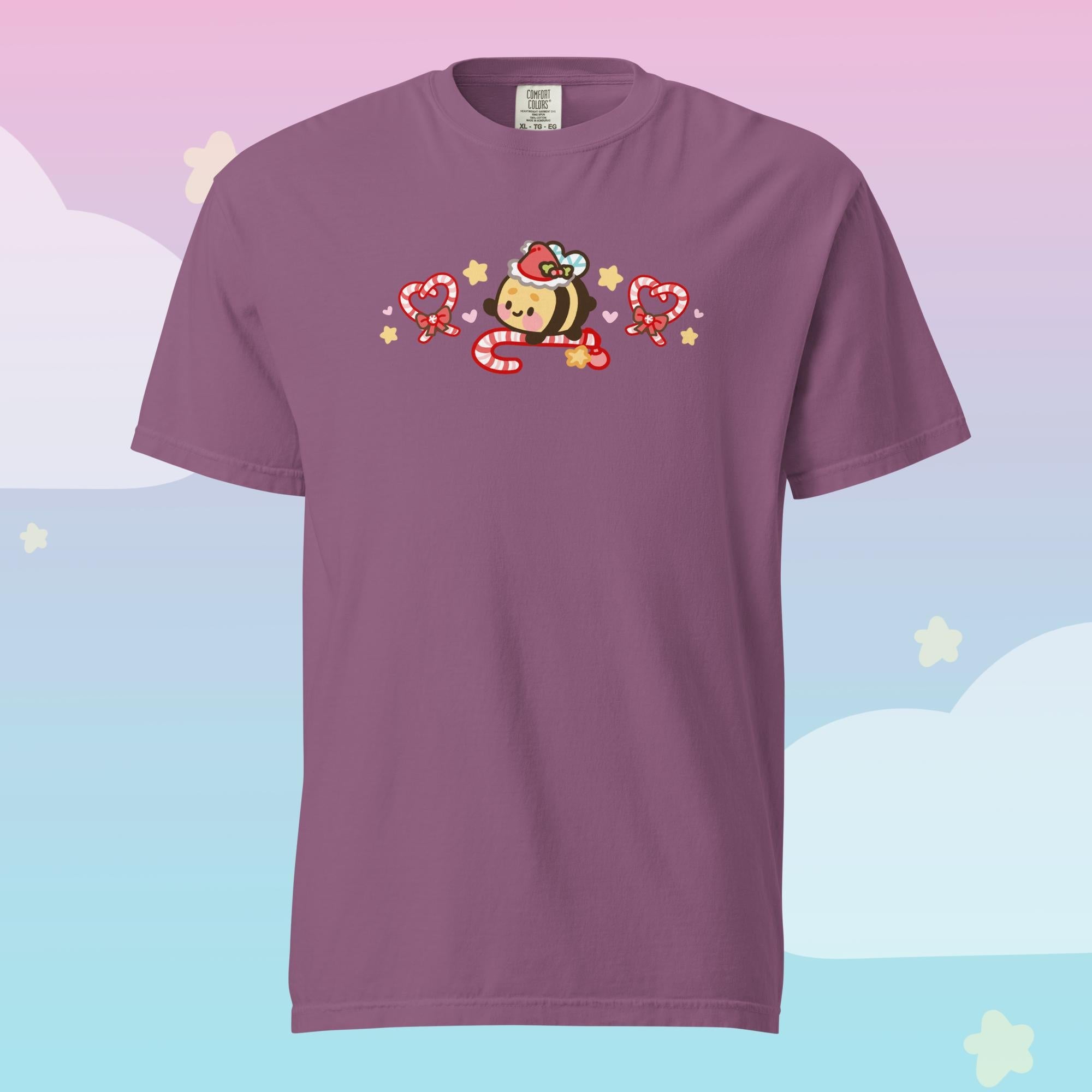 Bumblebutt Christmas Candy Cane T-Shirt | Kawaii Festive Character Tee Katnipp character product