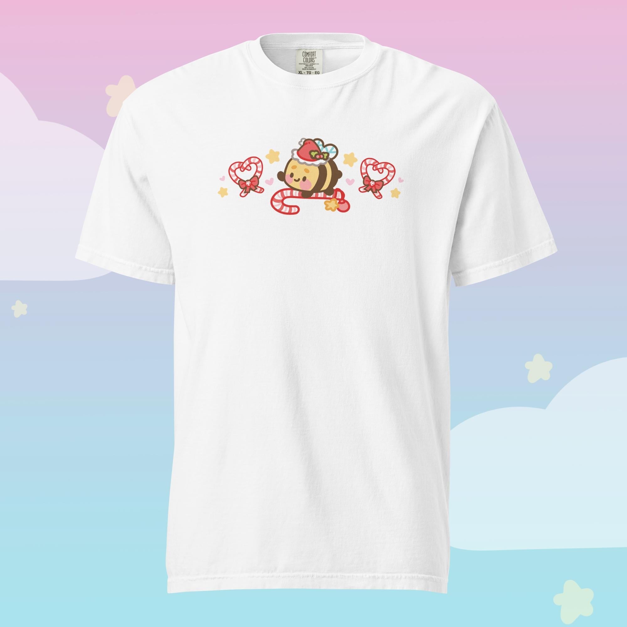 Bumblebutt Christmas Candy Cane T-Shirt | Kawaii Festive Character Tee Katnipp character product