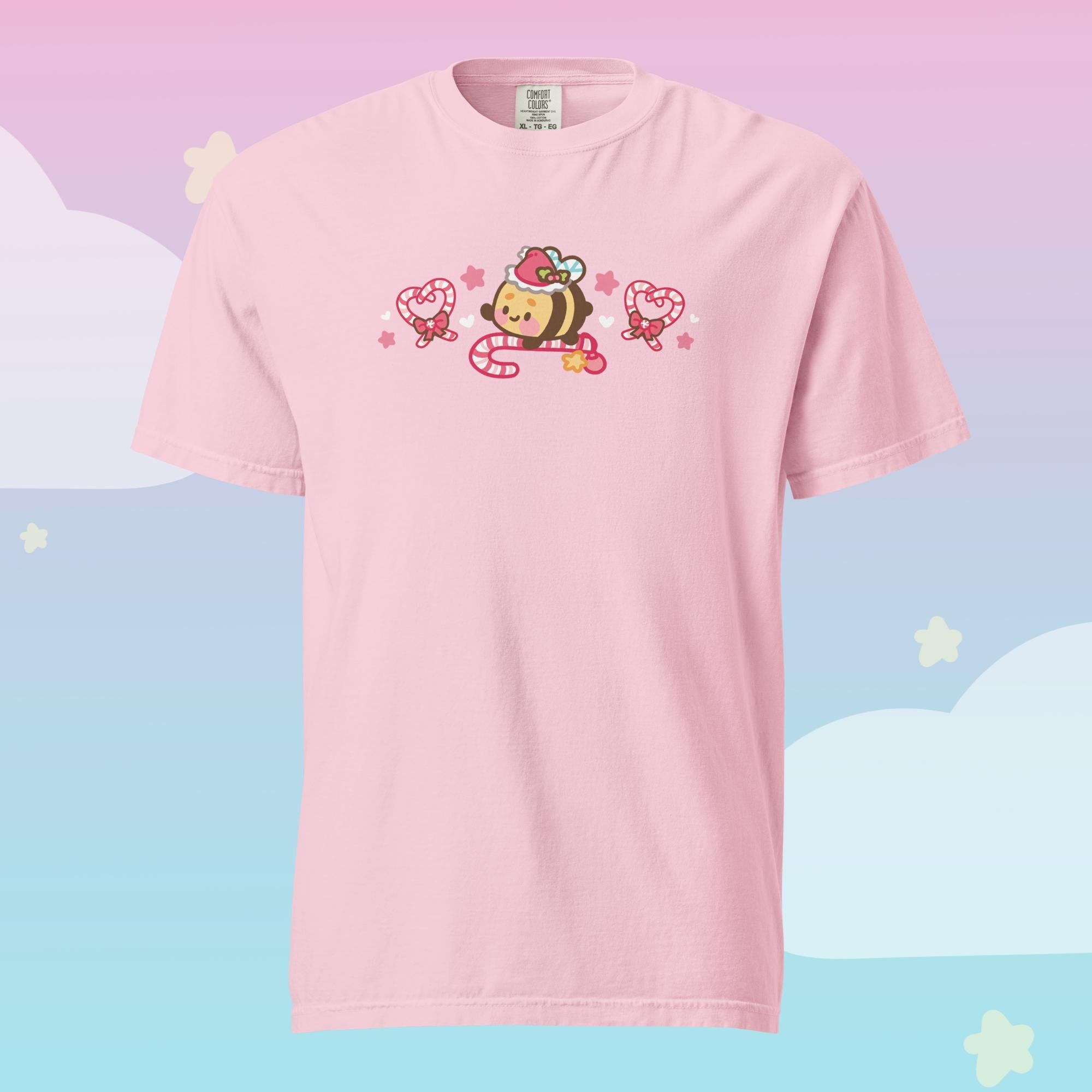 Bumblebutt Christmas Candy Cane T-Shirt | Kawaii Festive Character Tee Katnipp character product