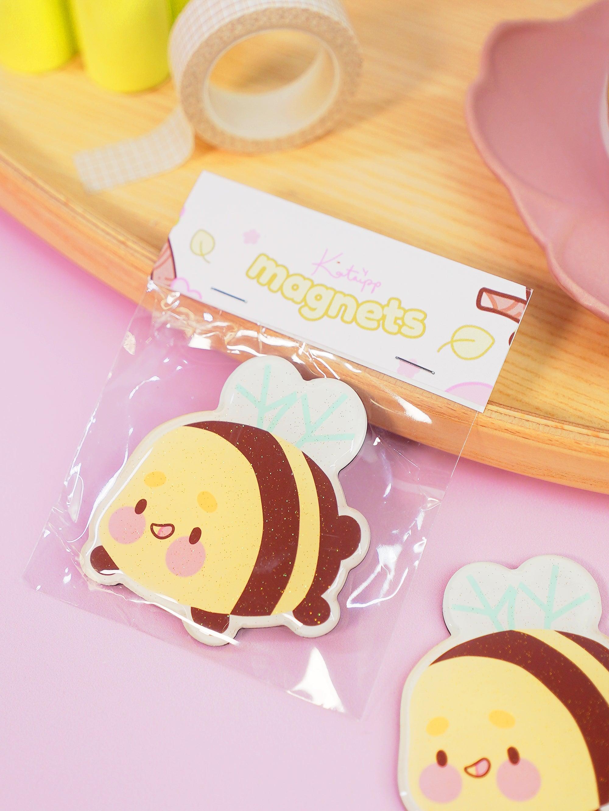 Bumblebutt Glittery Kawaii Fridge Magnet | Cute Bumble Bee Kitchen Decor - Katnipp Studios