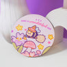 Magical Pastel Witch Coaster featuring Bumblebutt the bee, whimsical home decor 4