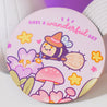 Magical Pastel Witch Coaster featuring Bumblebutt the bee, whimsical home decor 5