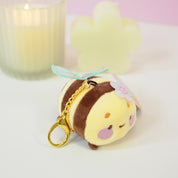 Bumblebutt Keychain Plushie | Cute Fuzzy Bumblebee with Sakura Flower | Kawaii Accessory - Katnipp Studios