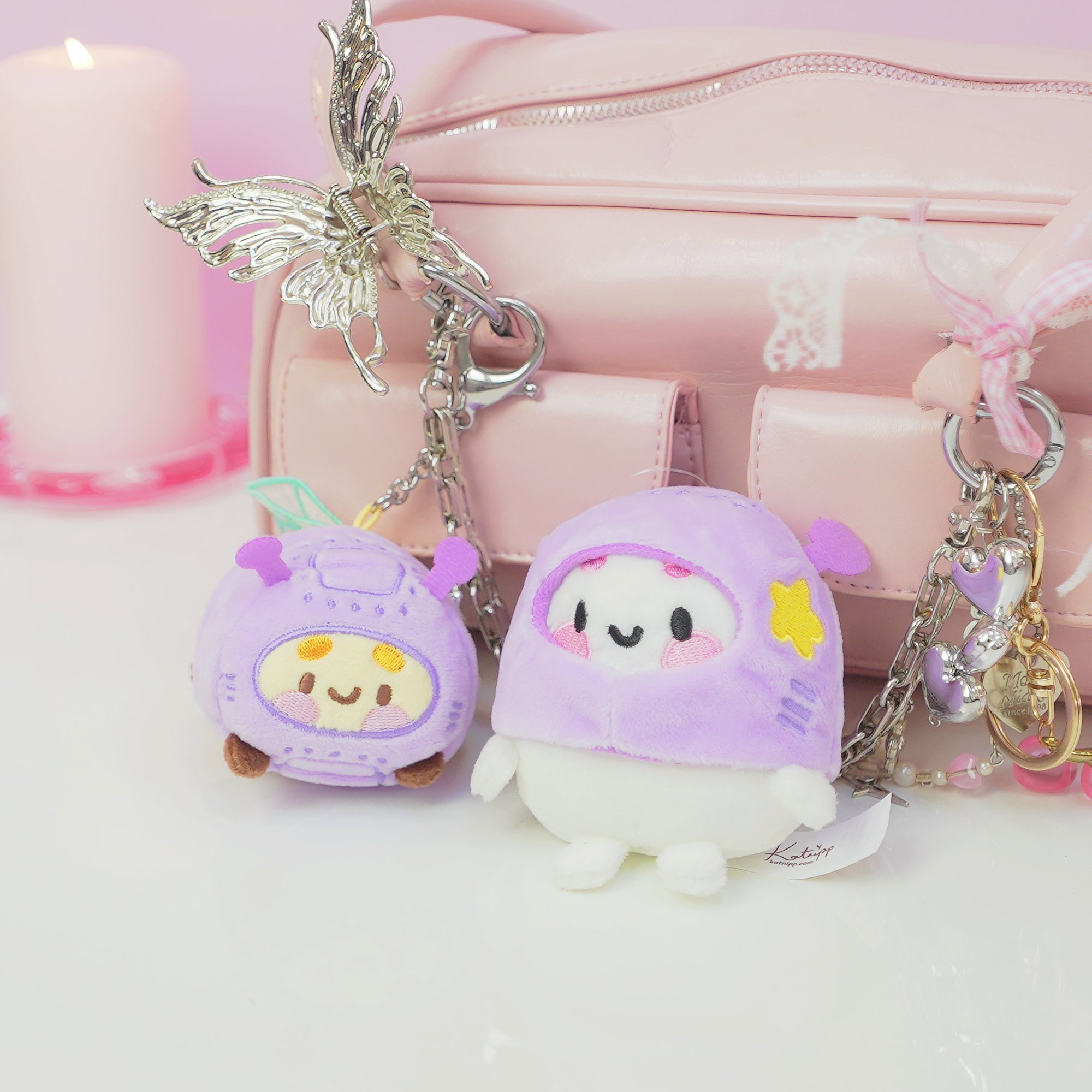 Bumblebutt & Marshie Space Plush Keychain Bundle | Kawaii Bee & Astronaut Bag Charm Set Katnipp character product