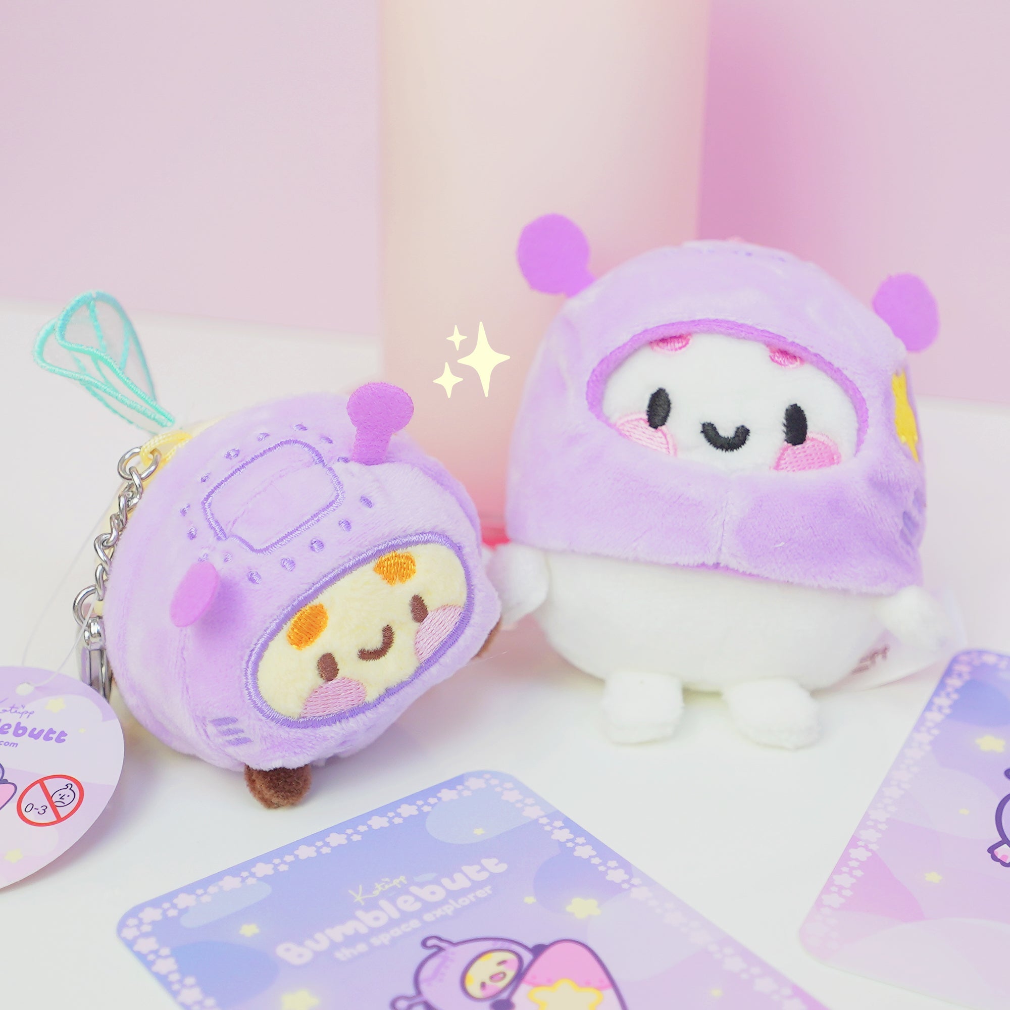 Bumblebutt & Marshie Space Plush Keychain Bundle | Kawaii Bee & Astronaut Bag Charm Set Katnipp character product