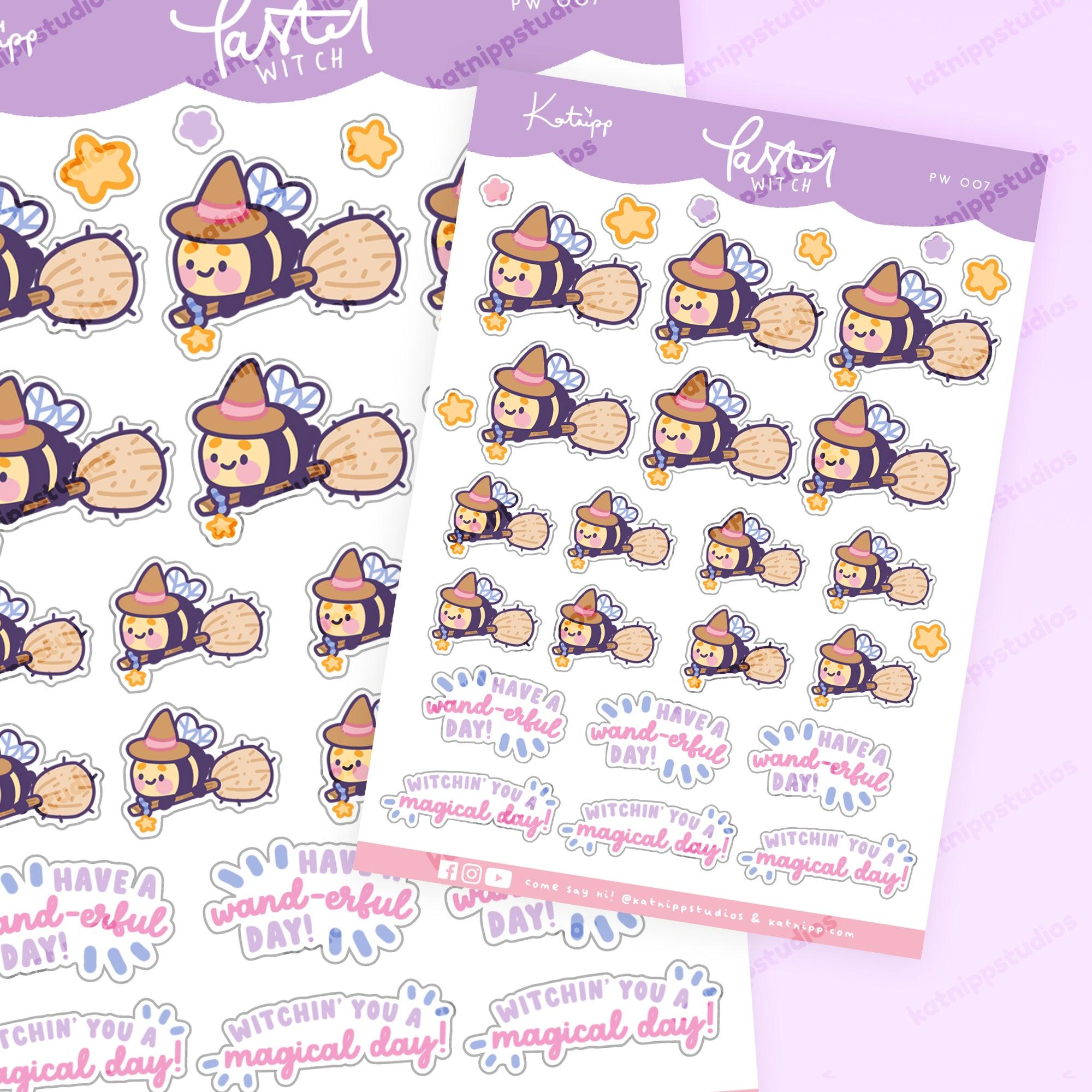 Bumblebutt Pastel Witch A6 Sticker Sheet | Kawaii Halloween Stickers | PW007 Katnipp character product