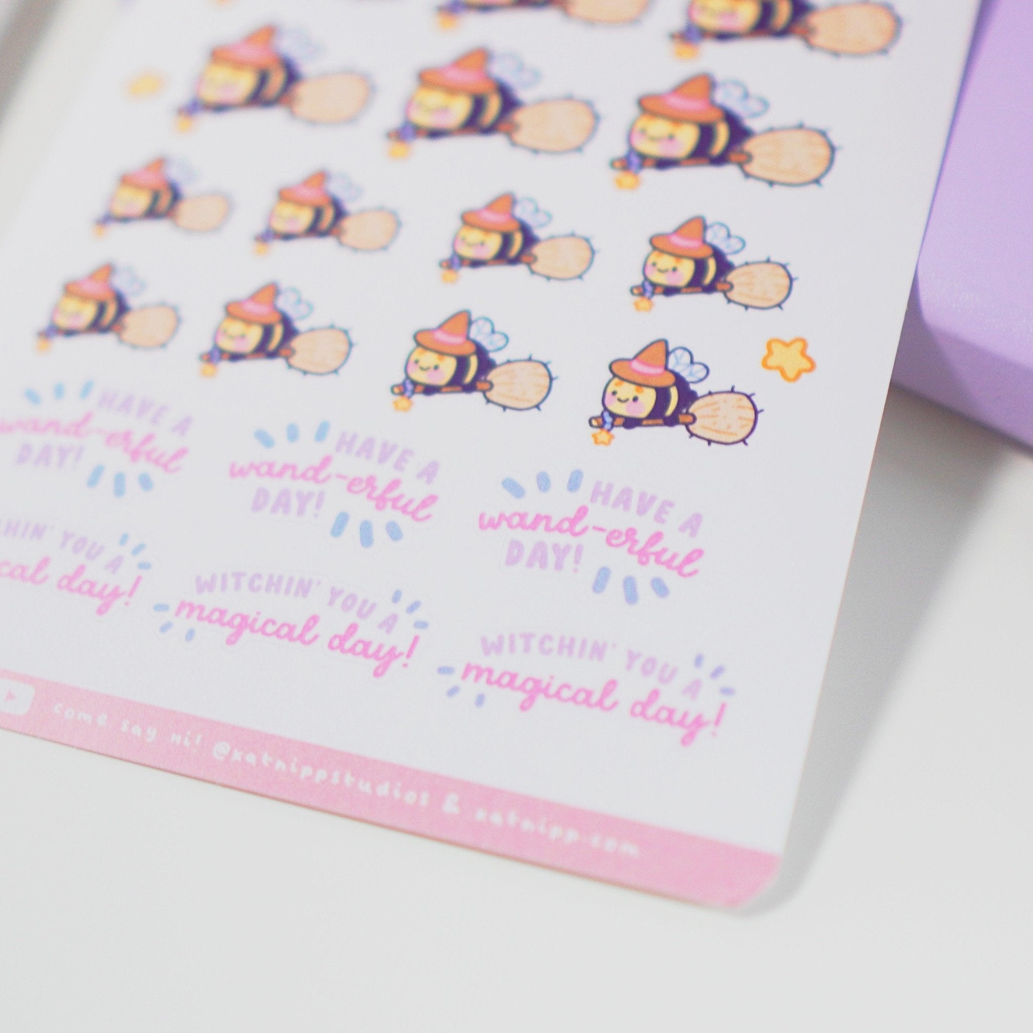 Bumblebutt Pastel Witch A6 Sticker Sheet | Kawaii Halloween Stickers | PW007 Katnipp character product