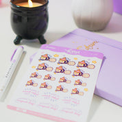 Bumblebutt Pastel Witch A6 Sticker Sheet | Kawaii Halloween Stickers | PW007 Katnipp character product