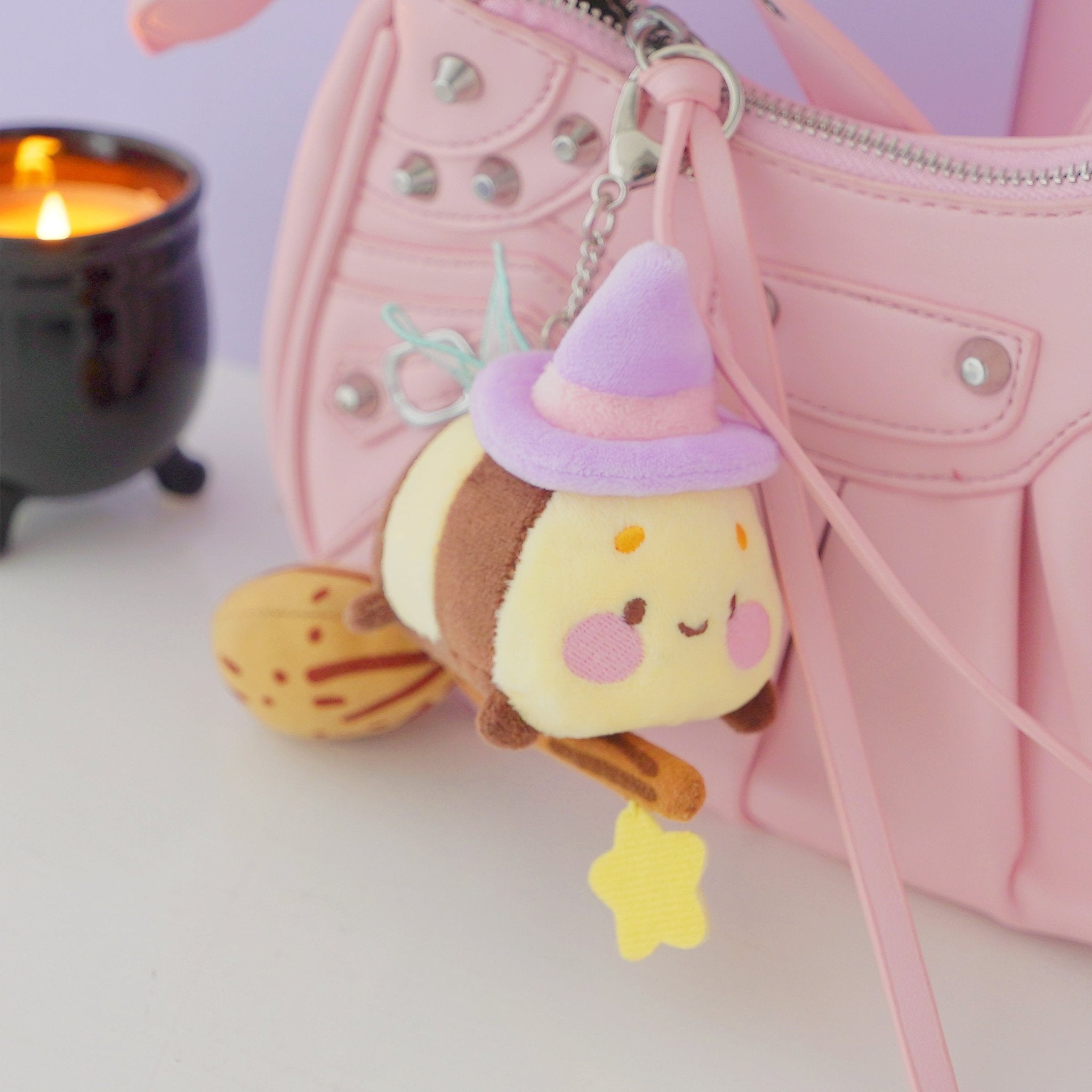 Bumblebutt Pastel Witch Plush Keychain | Kawaii Bee Witch Bag Charm Katnipp character product
